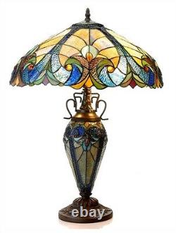 Victorian Tiffany Style Stained Glass Table Desk Lamp 18 Shade 25 Tall