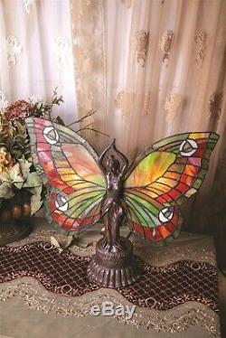 Victorian Trading Co Butterfly Stained Glass Table Lamp