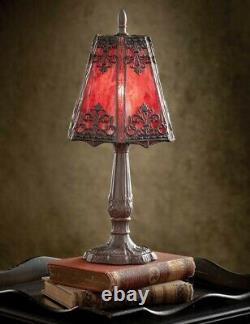 Victorian Trading Co Gothic Crimson Red Stained Glass Table Lamp