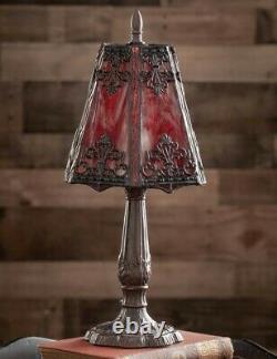 Victorian Trading Co Gothic Crimson Red Stained Glass Table Lamp