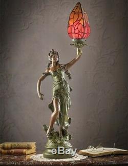 Victorian Trading Co Greek Muse Tiffany Style Stained Glass Table Lamp
