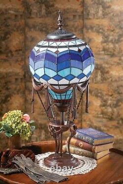 Victorian Trading Co Hot Air Balloon Tiffany Style Stained Glass Table Lamp