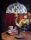 Victorian Trading Co Peacock Lamp Stained Glass Shade Free Ship Nib