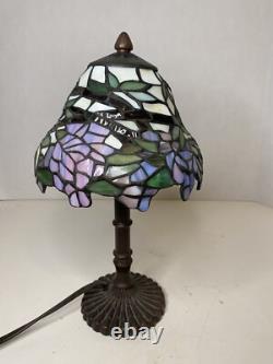 Vintage 13 Tiffany Style Wisteria Design Table Lamp Leaded Stained Glass