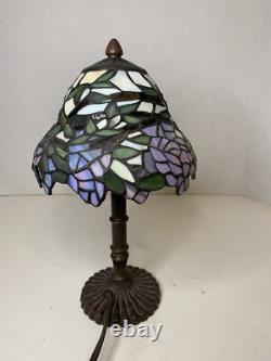 Vintage 13 Tiffany Style Wisteria Design Table Lamp Leaded Stained Glass