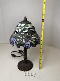 Vintage 13 Tiffany Style Wisteria Design Table Lamp Leaded Stained Glass