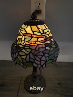 Vintage 13 Tiffany Style Wisteria Design Table Lamp Leaded Stained Glass