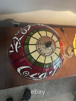 Vintage 15 Coca Cola Tiffany Style Plastic Stained Glass Shade Table Lamp Set