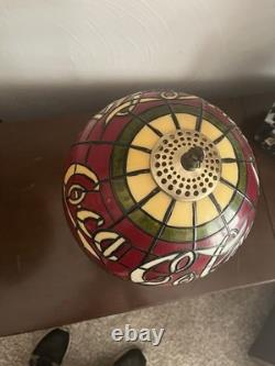 Vintage 15 Coca Cola Tiffany Style Plastic Stained Glass Shade Table Lamp Set