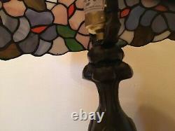 Vintage 18 Floral Stained Glass Table Lamp