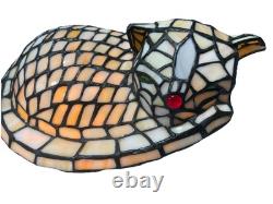 Vintage 1999 Tiffany Style CAT Lamp Stained Glass Decorate Night Light