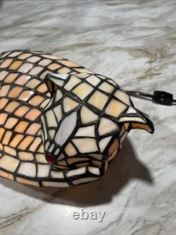 Vintage 1999 Tiffany Style CAT Lamp Stained Glass Decorate Night Light