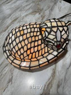 Vintage 1999 Tiffany Style CAT Lamp Stained Glass Decorate Night Light