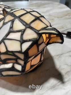 Vintage 1999 Tiffany Style CAT Lamp Stained Glass Decorate Night Light