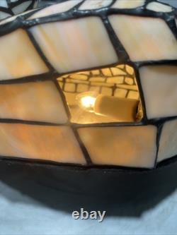 Vintage 1999 Tiffany Style CAT Lamp Stained Glass Decorate Night Light