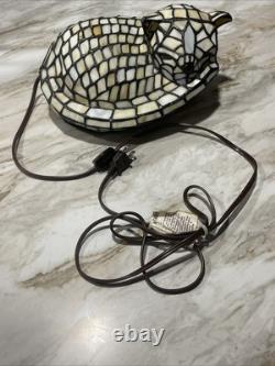 Vintage 1999 Tiffany Style CAT Lamp Stained Glass Decorate Night Light