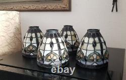 Vintage (4) Tiffany Style Lamp Stained Glass Shades all matching