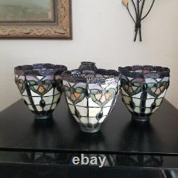 Vintage (4) Tiffany Style Lamp Stained Glass Shades all matching