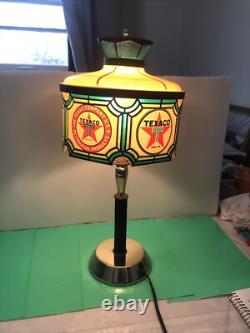 Vintage 75th Anniversary Texaco Stained Glass Tiffany Style Lamp Read