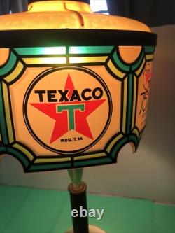 Vintage 75th Anniversary Texaco Stained Glass Tiffany Style Lamp Read