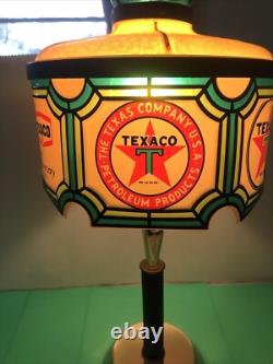 Vintage 75th Anniversary Texaco Stained Glass Tiffany Style Lamp Read