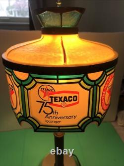 Vintage 75th Anniversary Texaco Stained Glass Tiffany Style Lamp Read