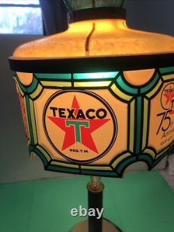 Vintage 75th Anniversary Texaco Stained Glass Tiffany Style Lamp Read