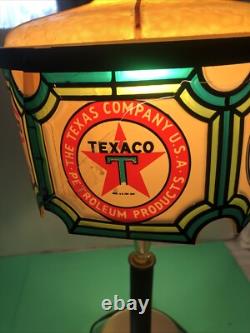 Vintage 75th Anniversary Texaco Stained Glass Tiffany Style Lamp Read