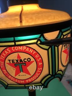 Vintage 75th Anniversary Texaco Stained Glass Tiffany Style Lamp Read