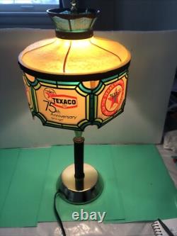 Vintage 75th Anniversary Texaco Stained Glass Tiffany Style Lamp Read