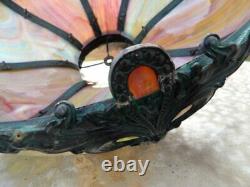 Vintage Antique Victorian Tiffany Style Rainbow Stained Slag Glass Lamp Shade
