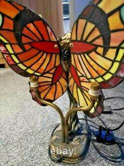 Vintage Art Deco Angel Fairy Tiffany Stained Glass Table Lamp