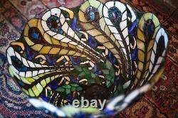 Vintage Artist Creation Tiffany Style Stained Glass Table Lamp Hand Made 24Hx17W