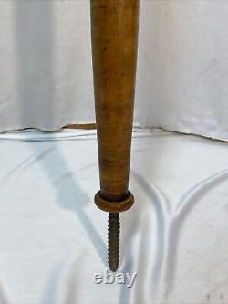 Vintage Brass & Stained Slag Glass Processional Candle Lantern Wood Pole 58.5