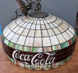 Vintage COCA-COLA Tiffany Stained Glass Hanging Lamp Light DRINK COCA COLA Exct