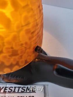 Vintage Cast Iron Snail with Amber Stained Glass Shell Lamp