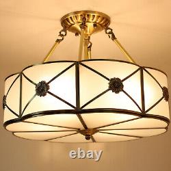 Vintage Ceiling Light Chandelier Stained Glass Lamp Flush Mount Fixture Tiffany