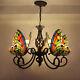 Vintage Chandelier Tiffany Ceiling Lighting Stained Glass Butterfly Lamp Fixture