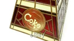 Vintage Coca-Cola Billiard Pool Table Plastic Faux Stained Glass Lamp Bar Light