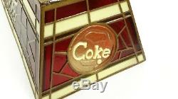 Vintage Coca-Cola Billiard Pool Table Plastic Faux Stained Glass Lamp Bar Light