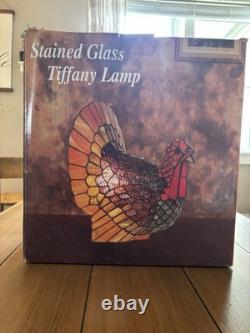 Vintage Cracker Barrel Tiffany Style Stained Glass Turkey Lamp Thanksgiving