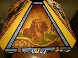 Vintage Dachshund Tiffany Style stained glass lamp. Beautiful