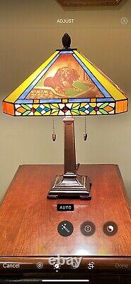 Vintage Dachshund Tiffany Style stained glass lamp. Beautiful