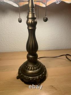 Vintage Dale Tiffany Dragonfly Shade Table Lamp Tested & Working 23Hx14W