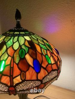 Vintage Dale Tiffany Dragonfly Shade Table Lamp Tested & Working 23Hx14W