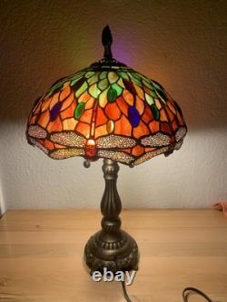 Vintage Dale Tiffany Dragonfly Shade Table Lamp Tested & Working 23Hx14W