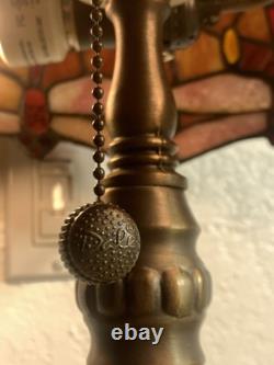 Vintage Dale Tiffany Dragonfly Shade Table Lamp Tested & Working 23Hx14W