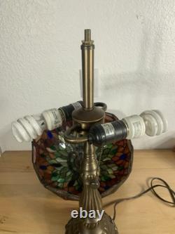 Vintage Dale Tiffany Dragonfly Shade Table Lamp Tested & Working 23Hx14W