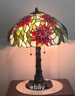 Vintage Dale Tiffany Floral Layered Stained Glass Shade on Quoizel Base Lamp