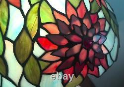 Vintage Dale Tiffany Floral Layered Stained Glass Shade on Quoizel Base Lamp